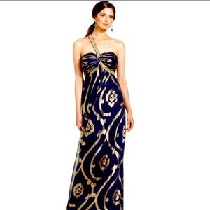 Betsy & Adam NWT black and gold Gown